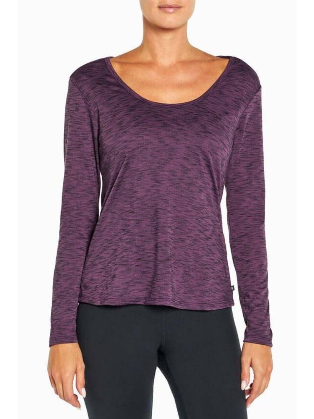 Marika Lotty Long Sleeve Top XL Open Back Long Sleeve Heather Hortensia Gym NEW